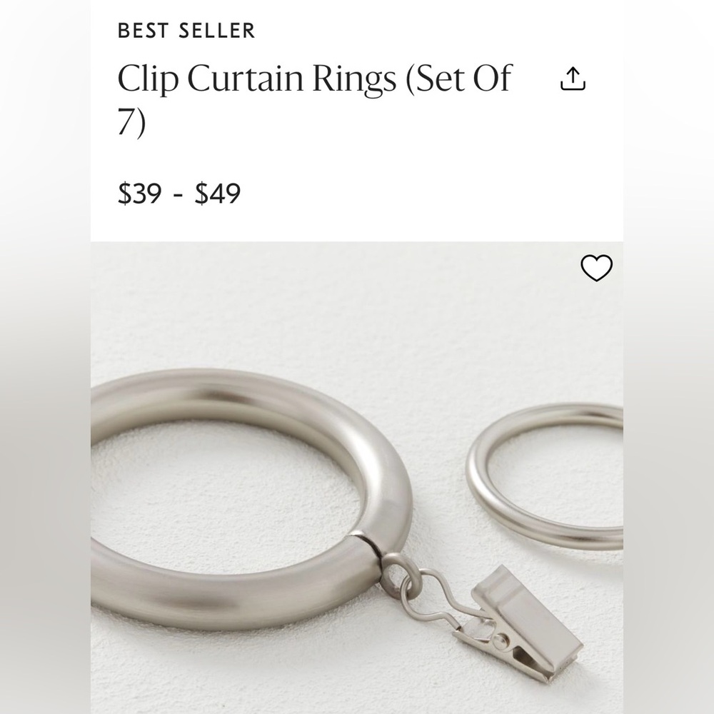 West Elm Brushed Nickel Oversized Curtain Rings